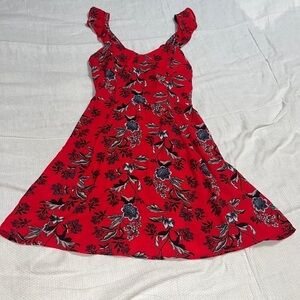 Charlotte Russe Red Floral Mini Sun Dress XS